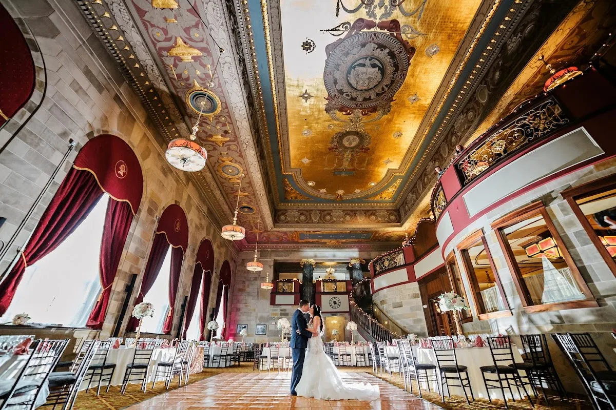 Hartford ballroom wedding ambience at Marquee Events featuring the G. Fox Ballroom